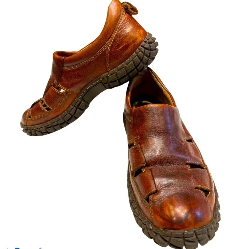 Børn Mens Brown Leather Sandal M6470 Slip On SZ 8